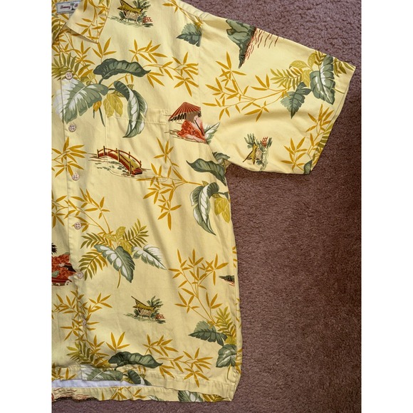 Tommy Bahama Short Sleeve Shirt Mens M Yellow Silk Tropical Bamboo Silk - Picture 2 of 7